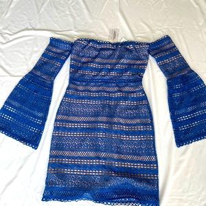 Beautiful Blue lace dress off shoulder size small